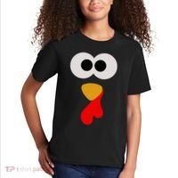 Turkey Face Thanksgiving Matching Family Costume Autumn Kids T-Shirt thumb 2
