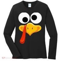 Turkey Face Thanksgiving Costume Family Outfits Matching Fun Women's Long Sleeve Shirt thumb 0
