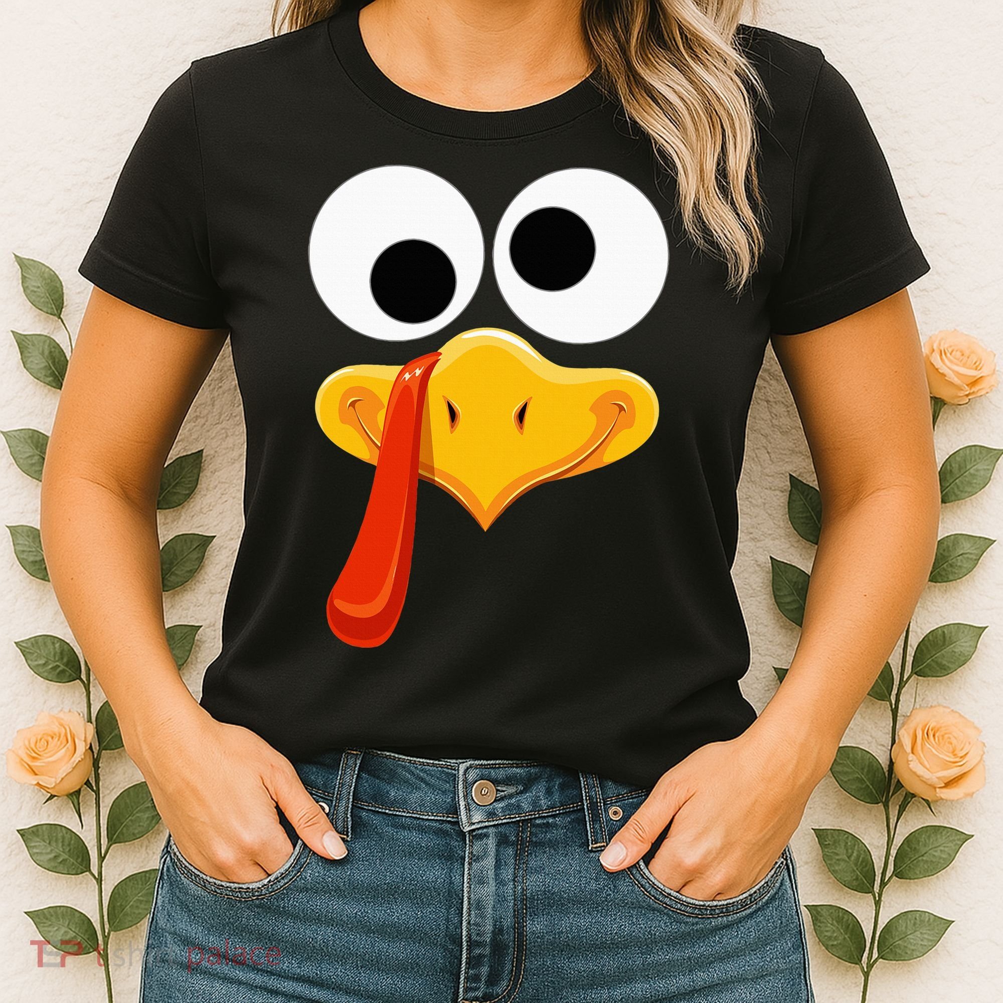Turkey Face Thanksgiving Costume Family Outfits Matching Fun Women's T-Shirt