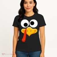 Turkey Face Thanksgiving Costume Family Outfits Matching Fun Women's T-Shirt thumb 4