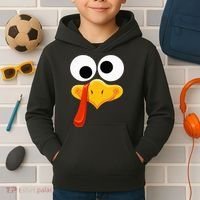 Turkey Face Thanksgiving Costume Family Outfits Matching Fun Kids Hoodie thumb 2