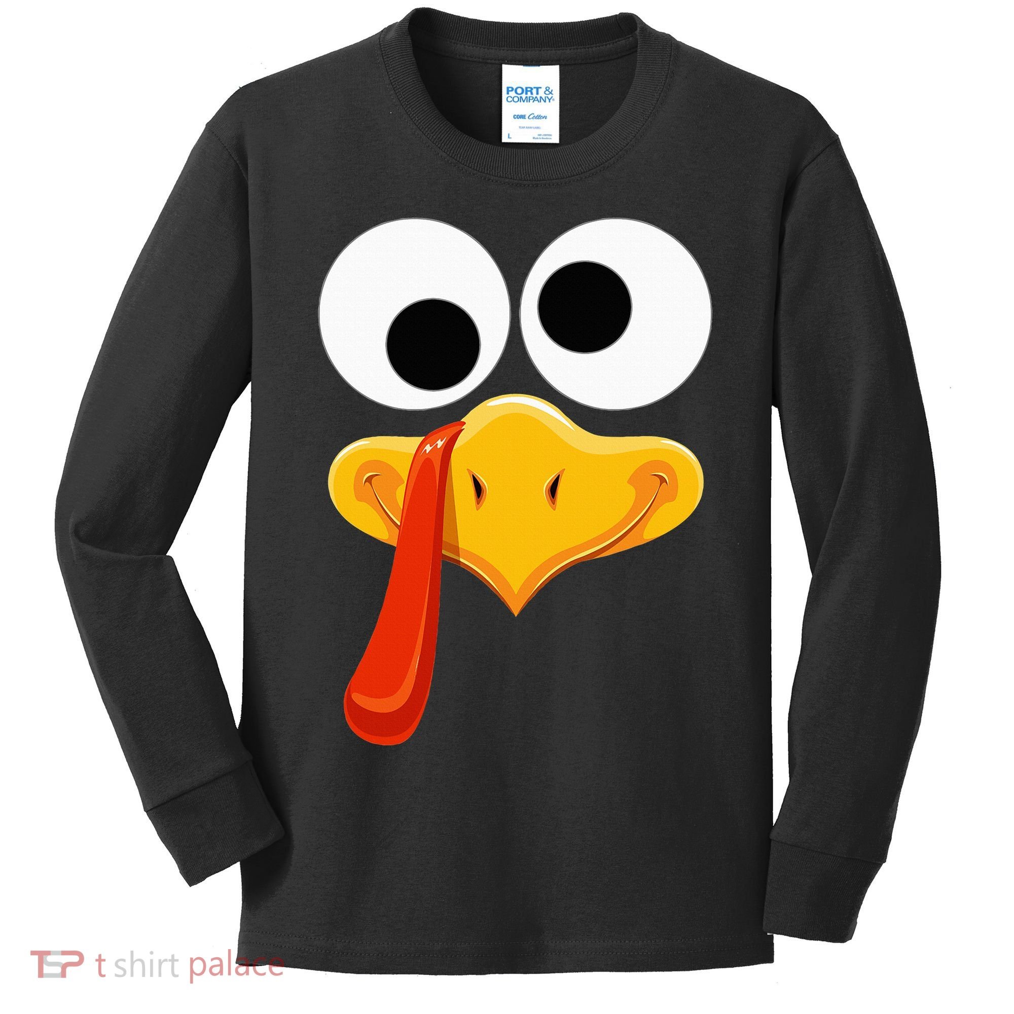 Turkey Face Thanksgiving Costume Family Outfits Matching Fun Kids Long Sleeve Shirt