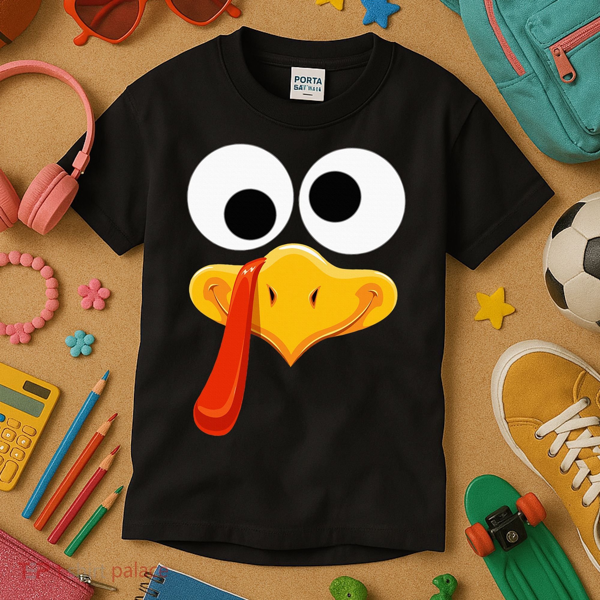 Turkey Face Thanksgiving Costume Family Outfits Matching Fun Kids T-Shirt
