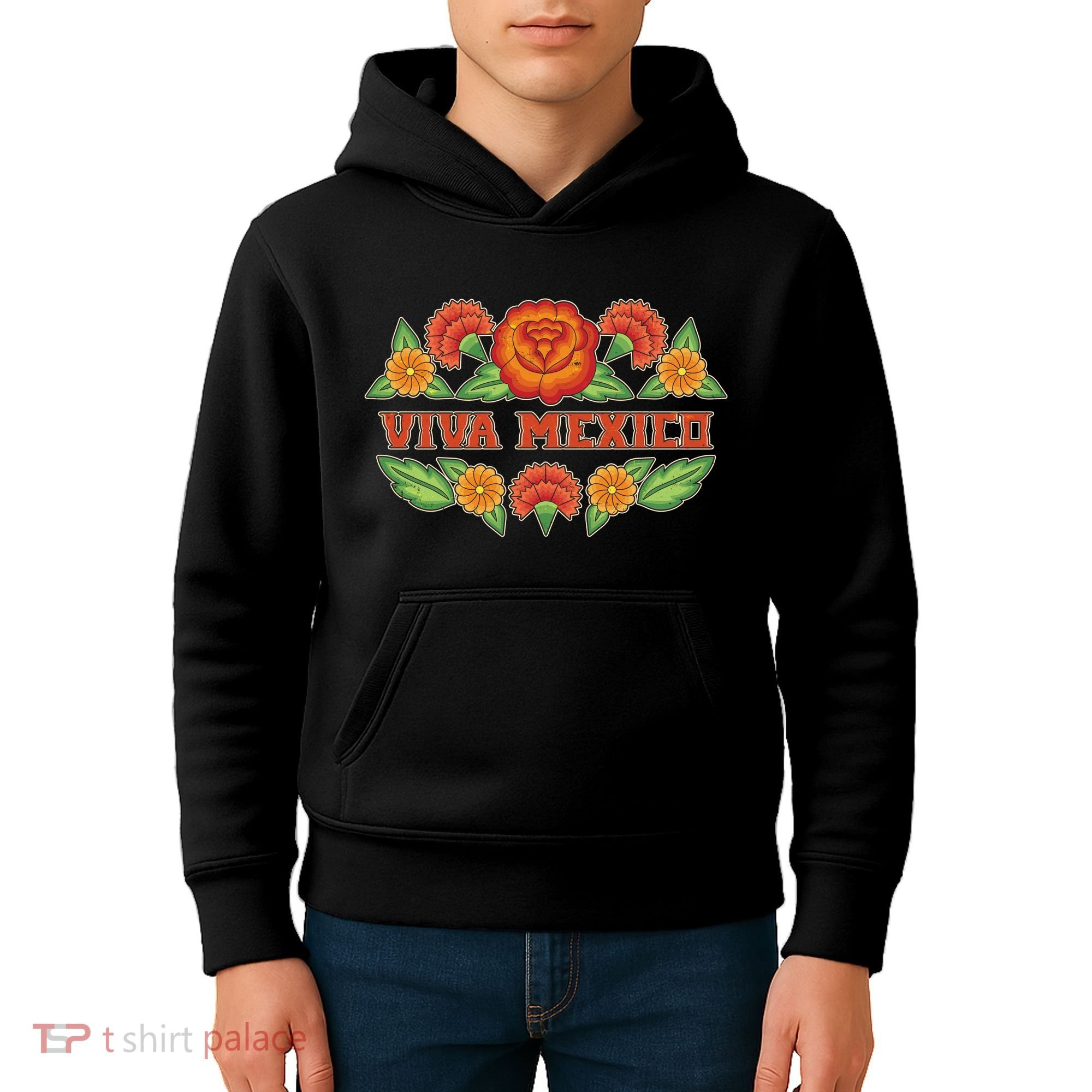 Traditional Floral Viva Mexico Kids Hoodie