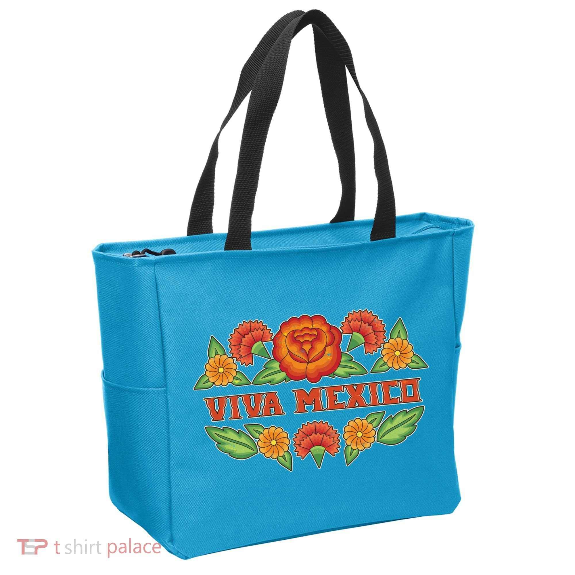 Traditional Floral Viva Mexico Tote Bag
