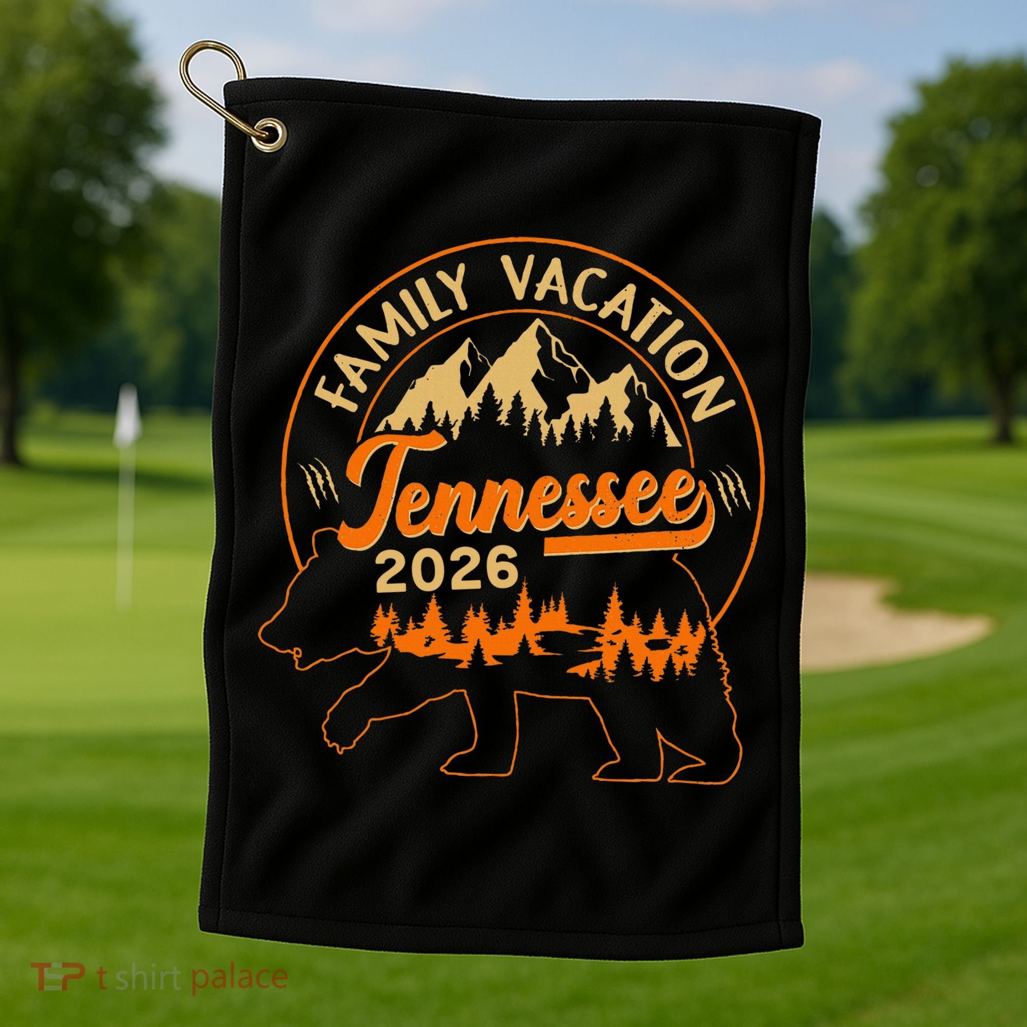Tennessee Family Vacation 2026 Wilderness Bear Golf Towel