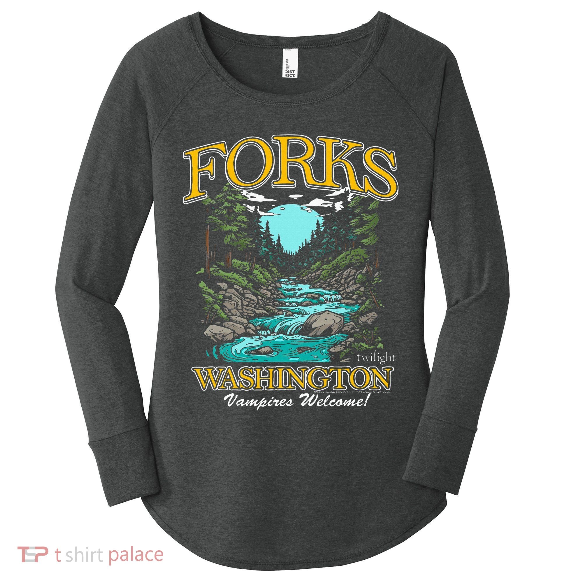 Twilight Forks Washington Vampires Welcome Women's Perfect Tri Tunic Long Sleeve Shirt