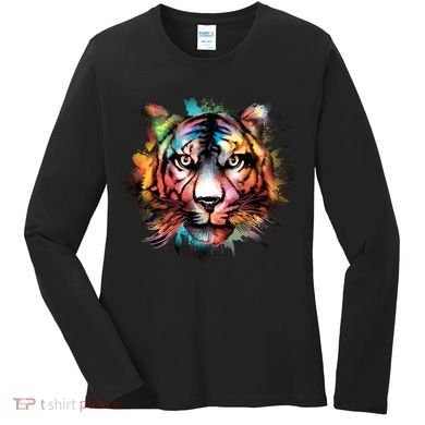 Tiger Face Watercolor Women's Long Sleeve Shirt
