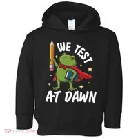 Teacher Frog We Test At Dawn Toddler Hoodie thumb 0