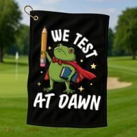 Teacher Frog We Test At Dawn Golf Towel thumb 1