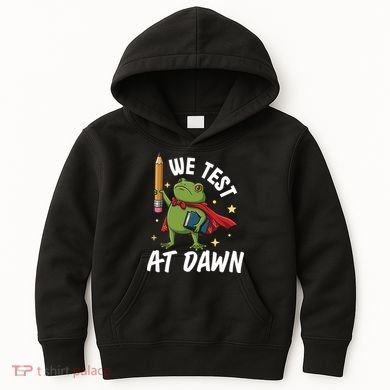 Teacher Frog We Test At Dawn Kids Hoodie