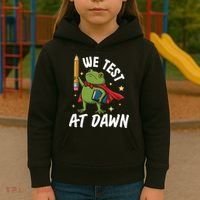 Teacher Frog We Test At Dawn Kids Hoodie thumb 3