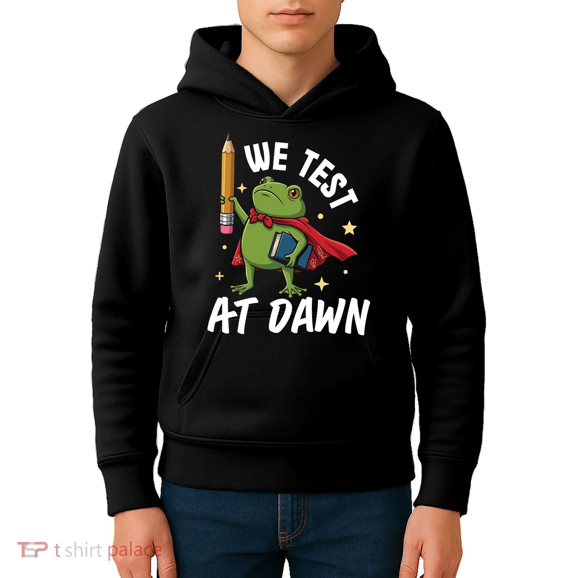 Teacher Frog We Test At Dawn Kids Hoodie