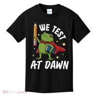 Teacher Frog We Test At Dawn Kids T-Shirt thumb 0