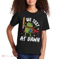 Teacher Frog We Test At Dawn Kids T-Shirt thumb 2