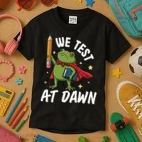 Teacher Frog We Test At Dawn Kids T-Shirt thumb 3