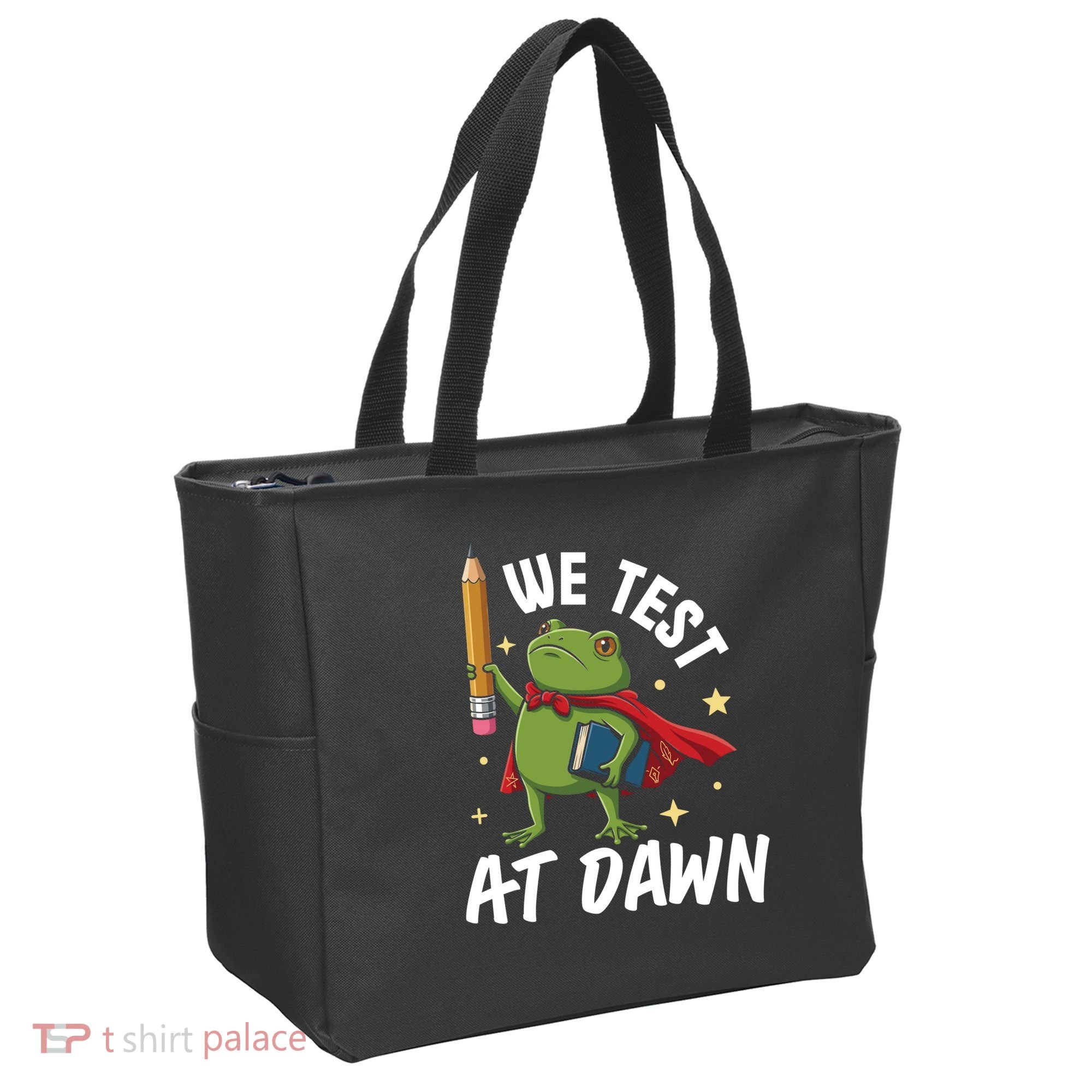 Teacher Frog We Test At Dawn Tote Bag