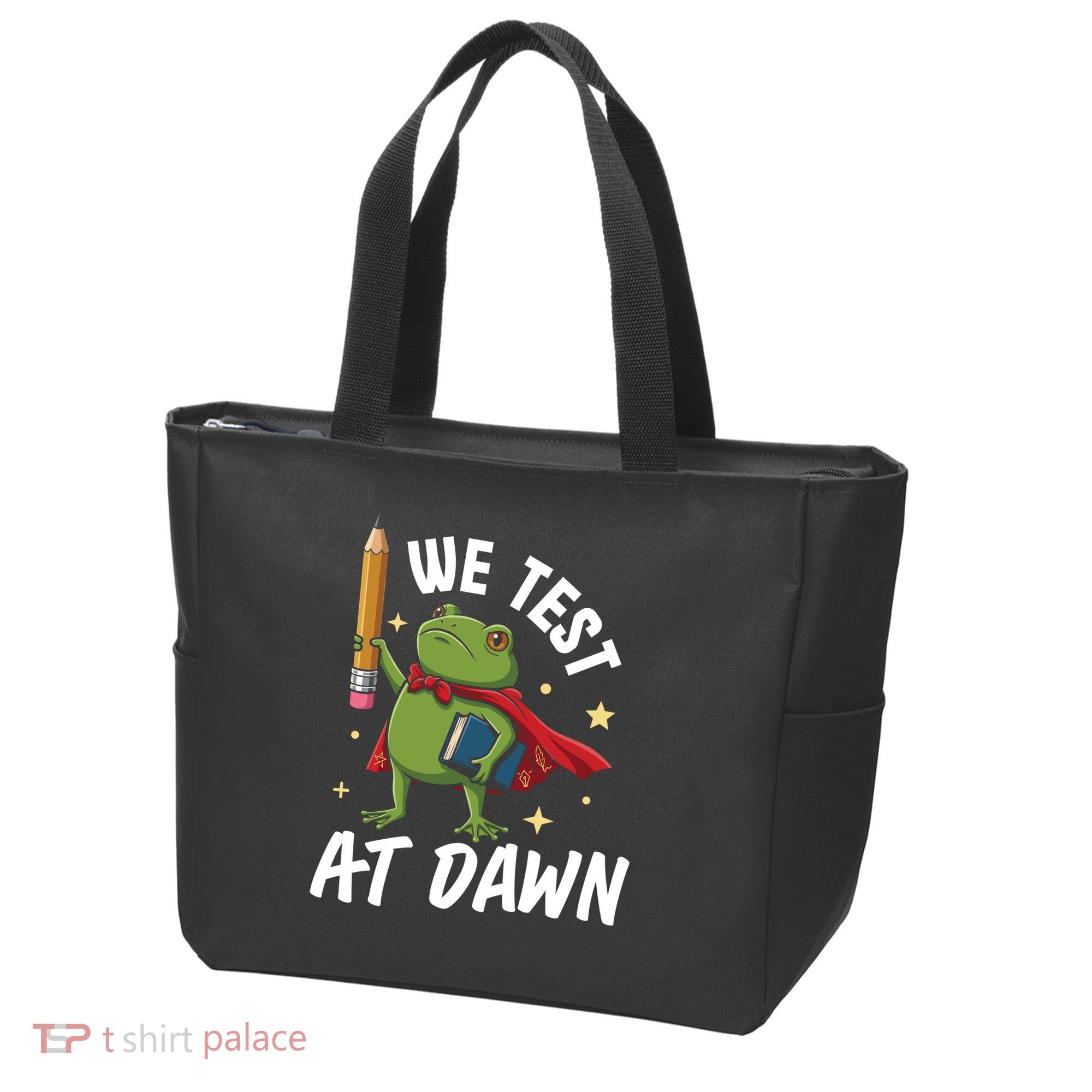 Teacher Frog We Test At Dawn Tote Bag