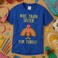 Thanksgiving For Will Trade Sister For Turkey Kids T-Shirt thumb 3