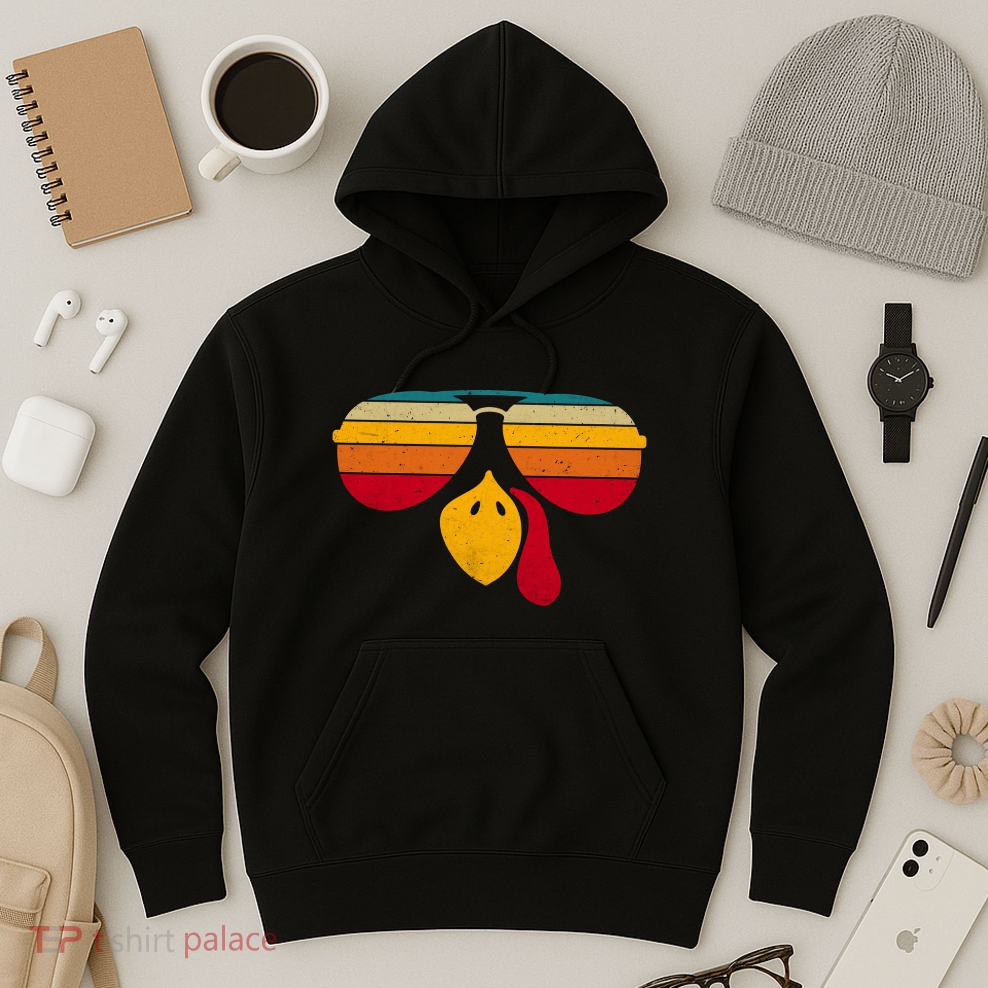 Turkey Face With Retro Sunglass Hoodie