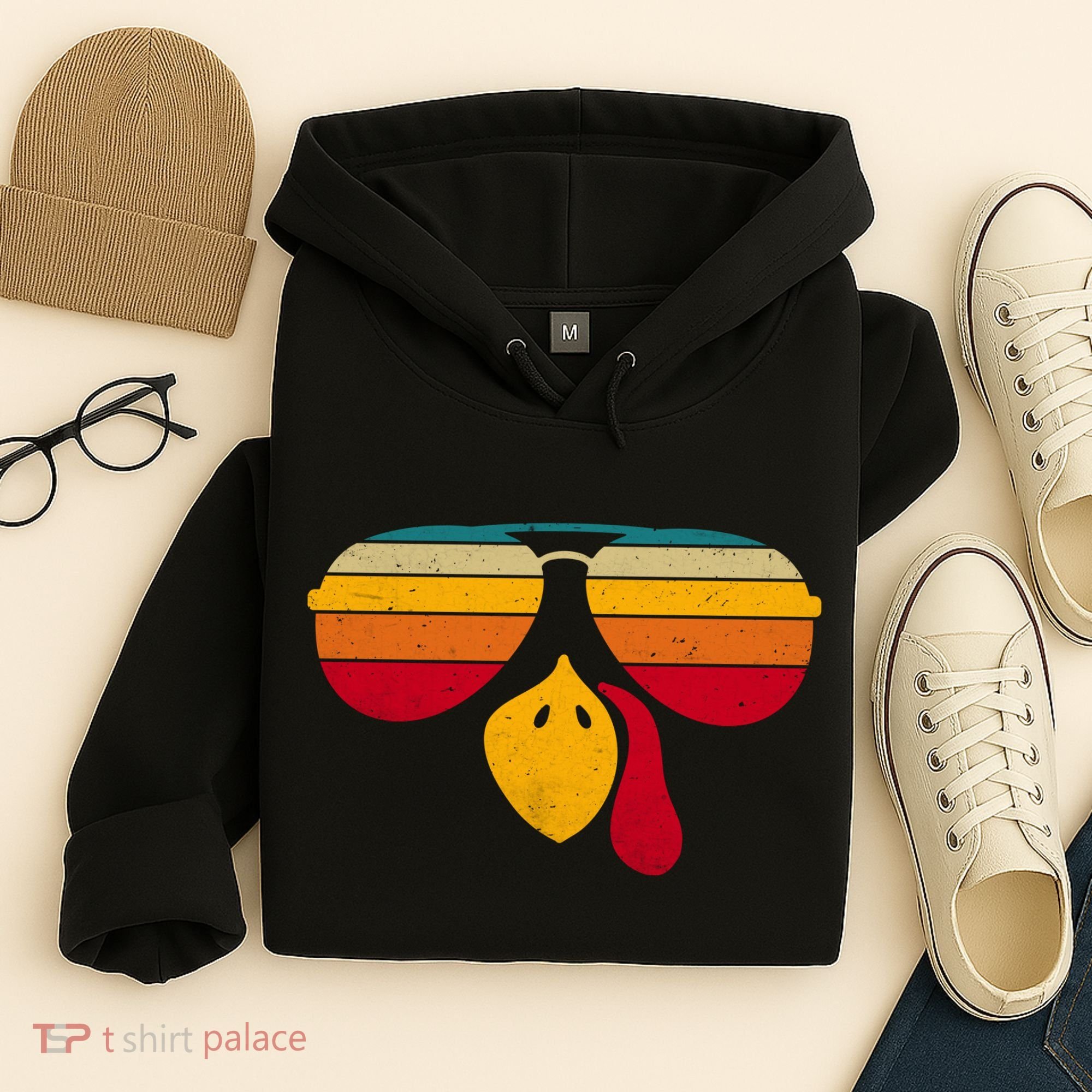 Turkey Face With Retro Sunglass Hoodie