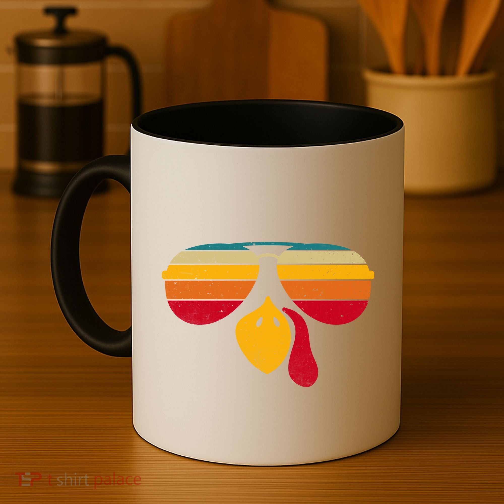 Turkey Face With Retro Sunglass Coffee Mug