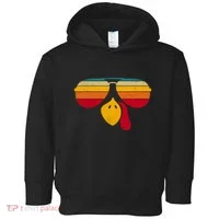 Turkey Face With Retro Sunglass Toddler Hoodie thumb 0