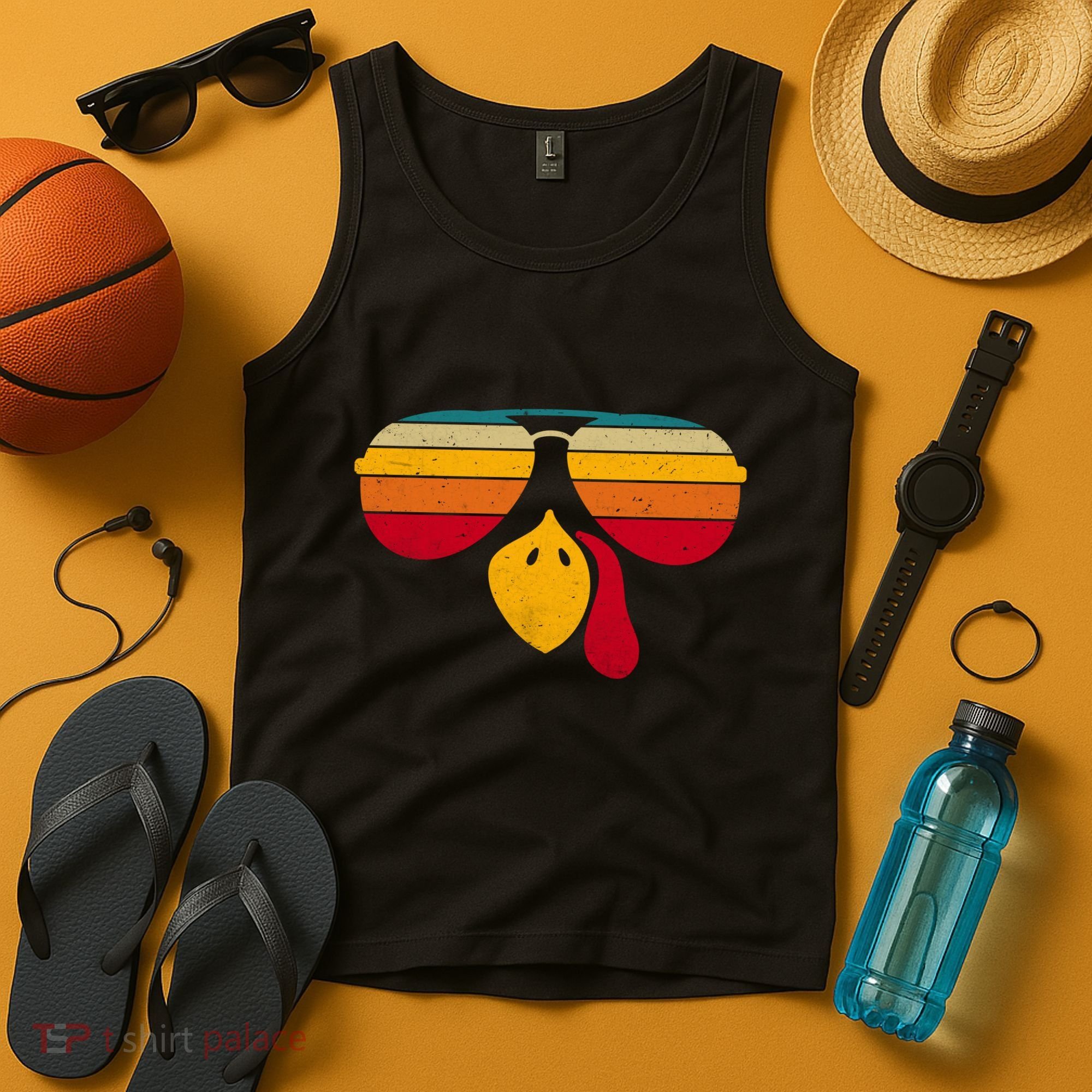 Turkey Face With Retro Sunglass Tank Top