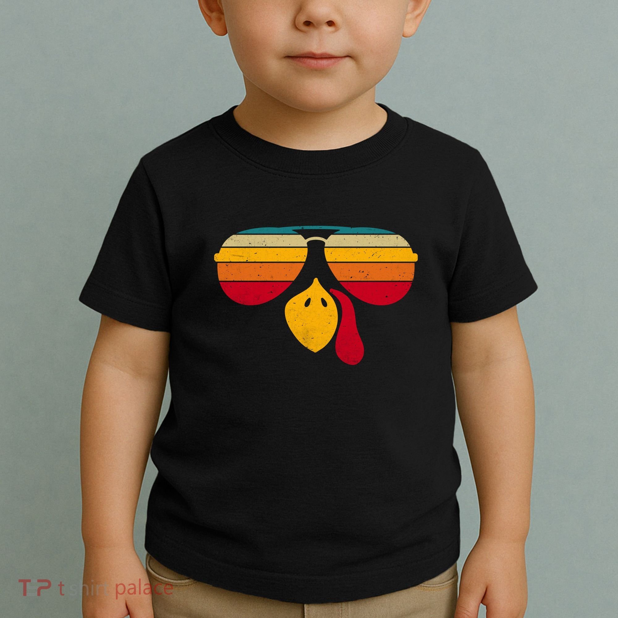Turkey Face With Retro Sunglass Toddler T-Shirt