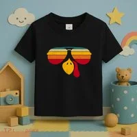 Turkey Face With Retro Sunglass Toddler T-Shirt thumb 3