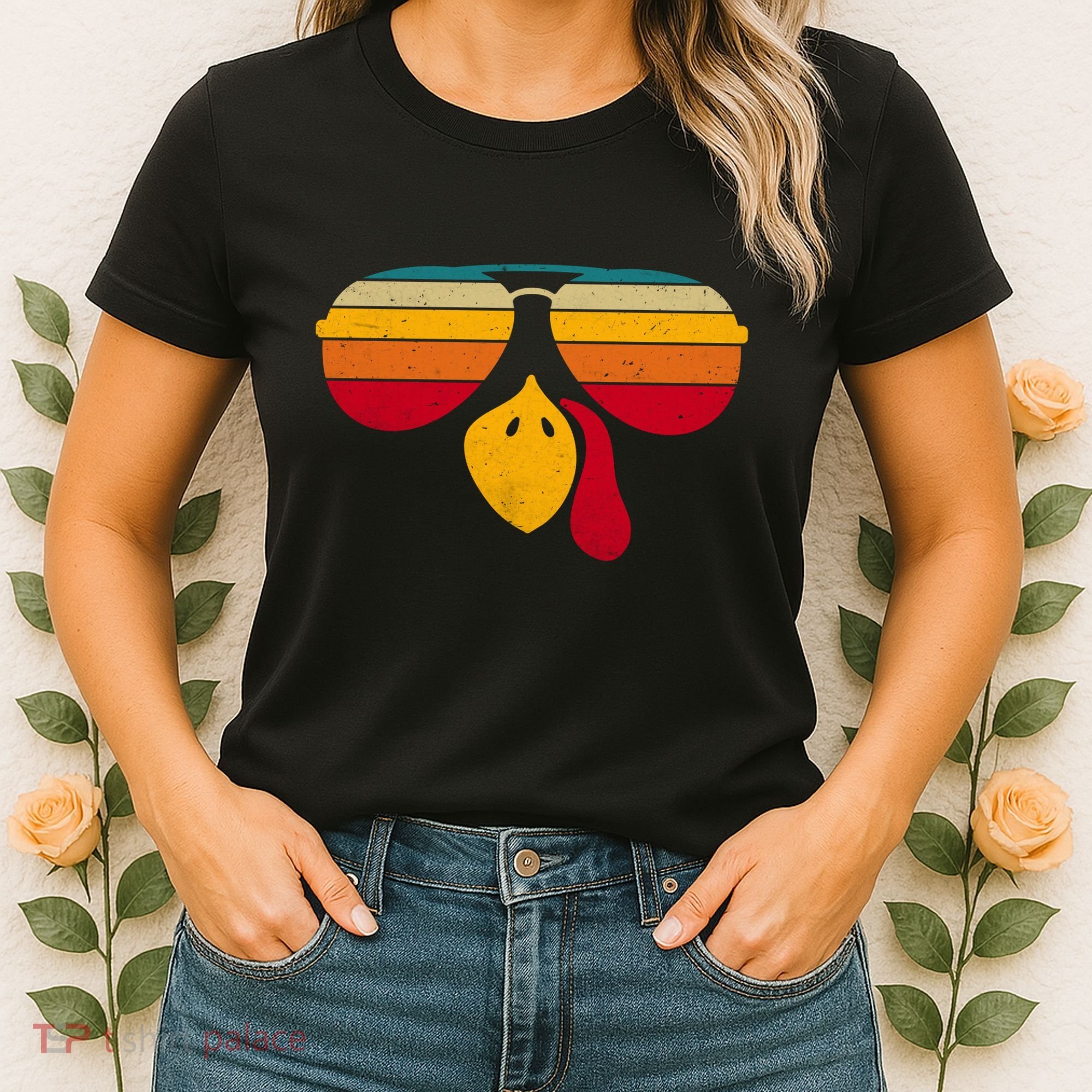 Turkey Face With Retro Sunglass Women's T-Shirt