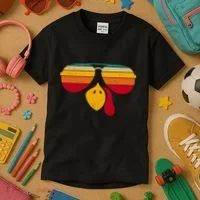 Turkey Face With Retro Sunglass Kids T-Shirt thumb 3