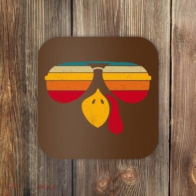 Turkey Face With Retro Sunglass Coaster