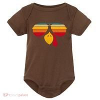 Turkey Face With Retro Sunglass Baby Bodysuit thumb 0