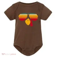 Turkey Face With Retro Sunglass Baby Bodysuit thumb 0