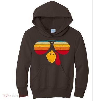 Turkey Face With Retro Sunglass Kids Hoodie