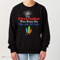 This Firecracker Was Born On The 4th Of July Birthday Usa Us Gift Women's Sweatshirt thumb 0