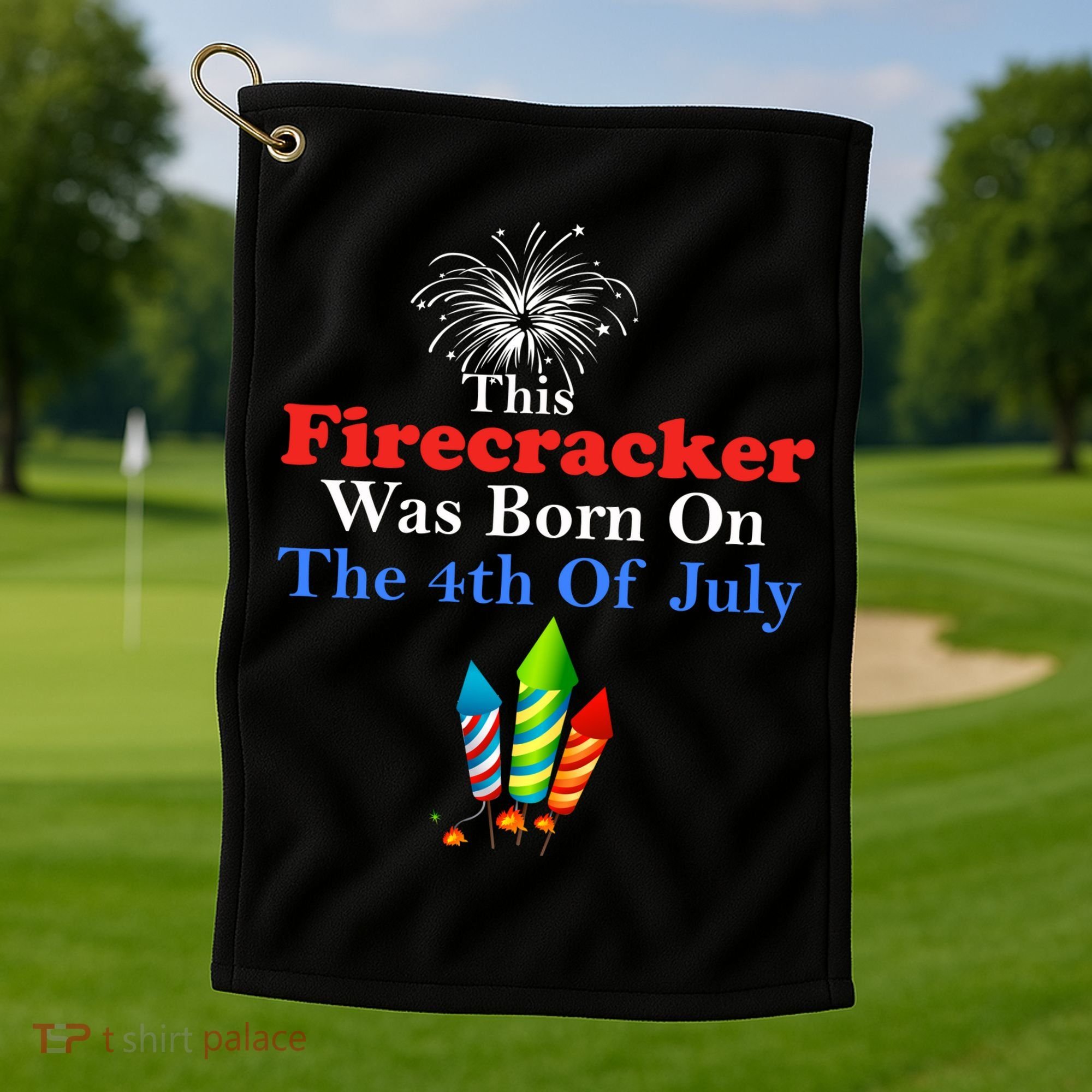 This Firecracker Was Born On The 4th Of July Birthday Usa Us Gift Golf Towel