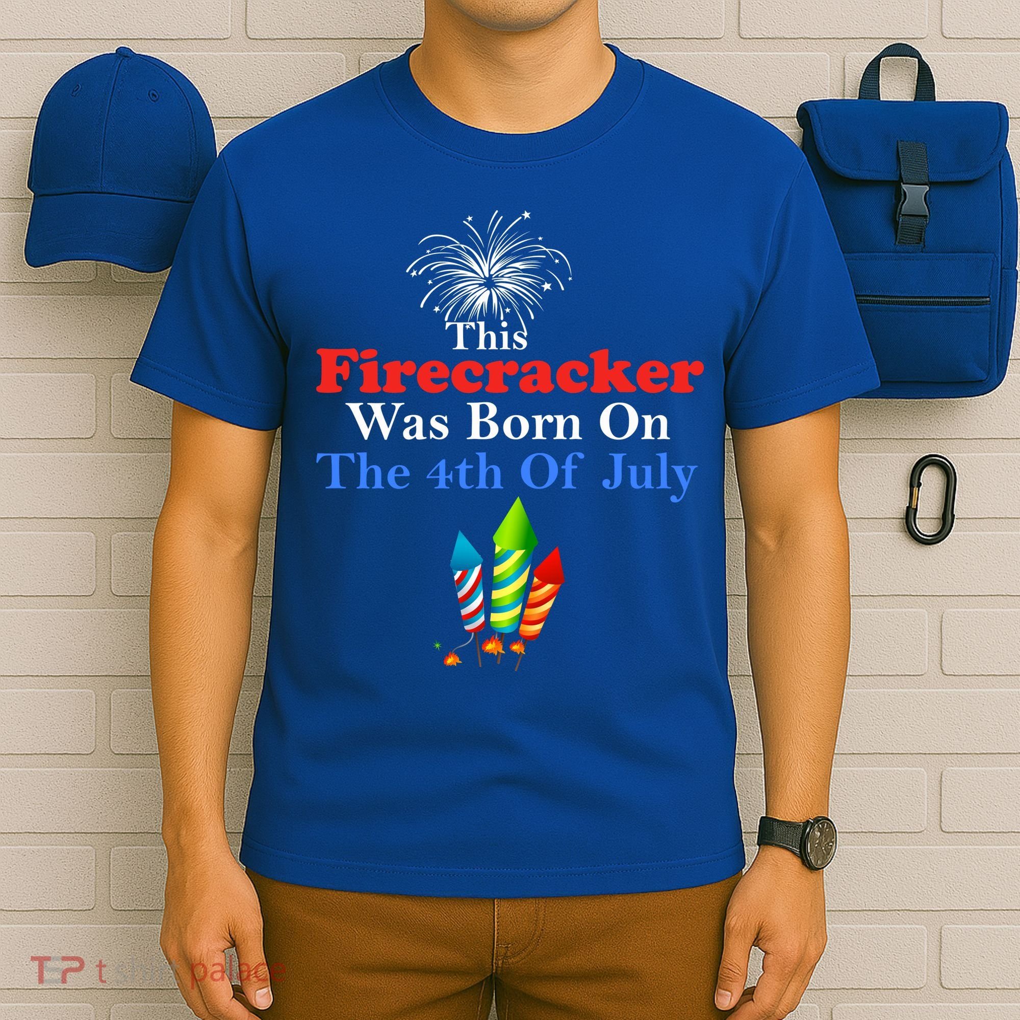 This Firecracker Was Born On The 4th Of July Birthday Usa Us Gift T-Shirt