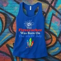This Firecracker Was Born On The 4th Of July Birthday Usa Us Gift Women's Tank Top thumb 3