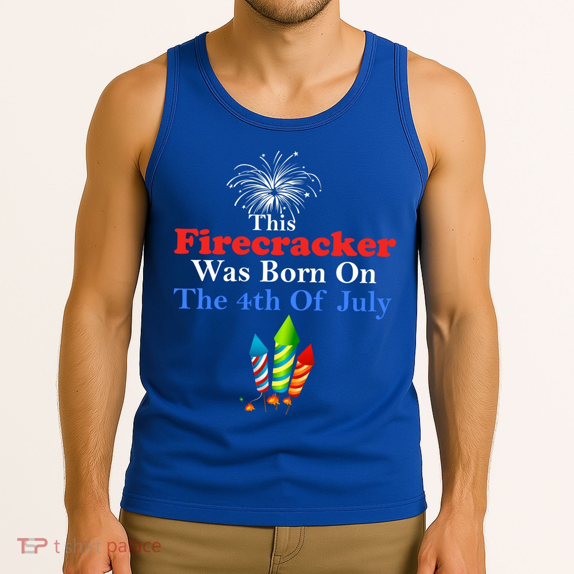This Firecracker Was Born On The 4th Of July Birthday Usa Us Gift Tank Top