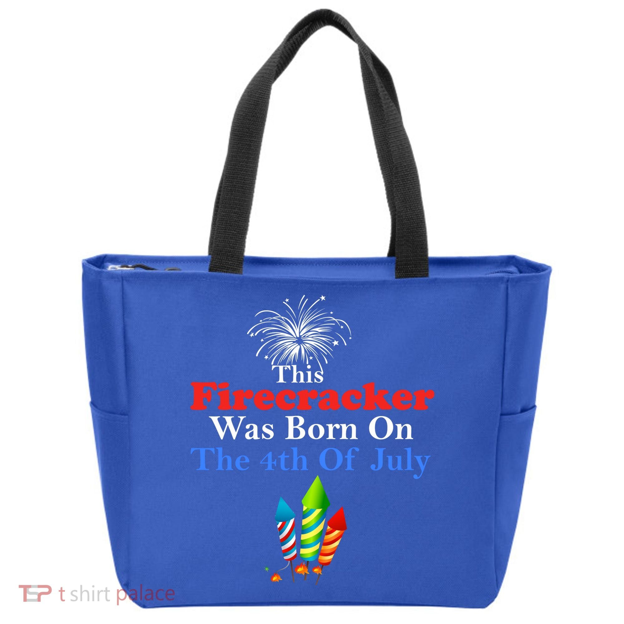 This Firecracker Was Born On The 4th Of July Birthday Usa Us Gift Tote Bag