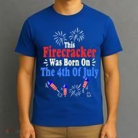 This Firecracker Was Born On The 4th Of July Birthday Usa Us Gift T-Shirt thumb 3