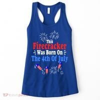 This Firecracker Was Born On The 4th Of July Birthday Usa Us Gift Women's Tank Top thumb 0