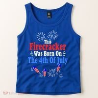 This Firecracker Was Born On The 4th Of July Birthday Usa Us Gift Tank Top thumb 2