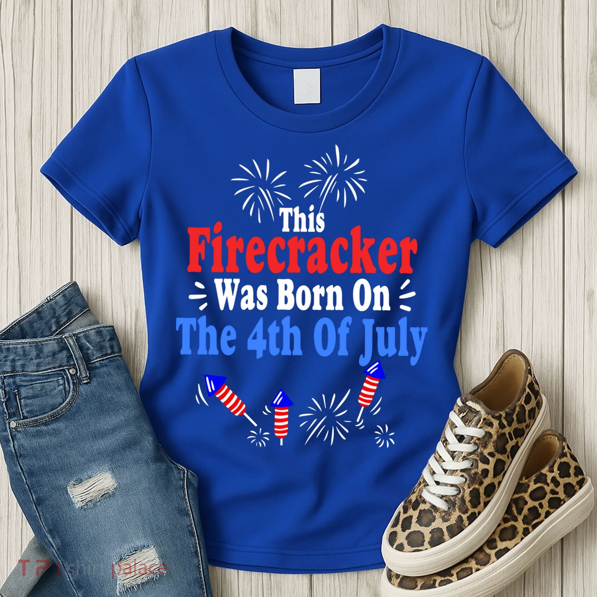 This Firecracker Was Born On The 4th Of July Birthday Usa Us Gift Women's T-Shirt