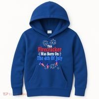 This Firecracker Was Born On The 4th Of July Birthday Usa Us Gift Kids Hoodie thumb 0