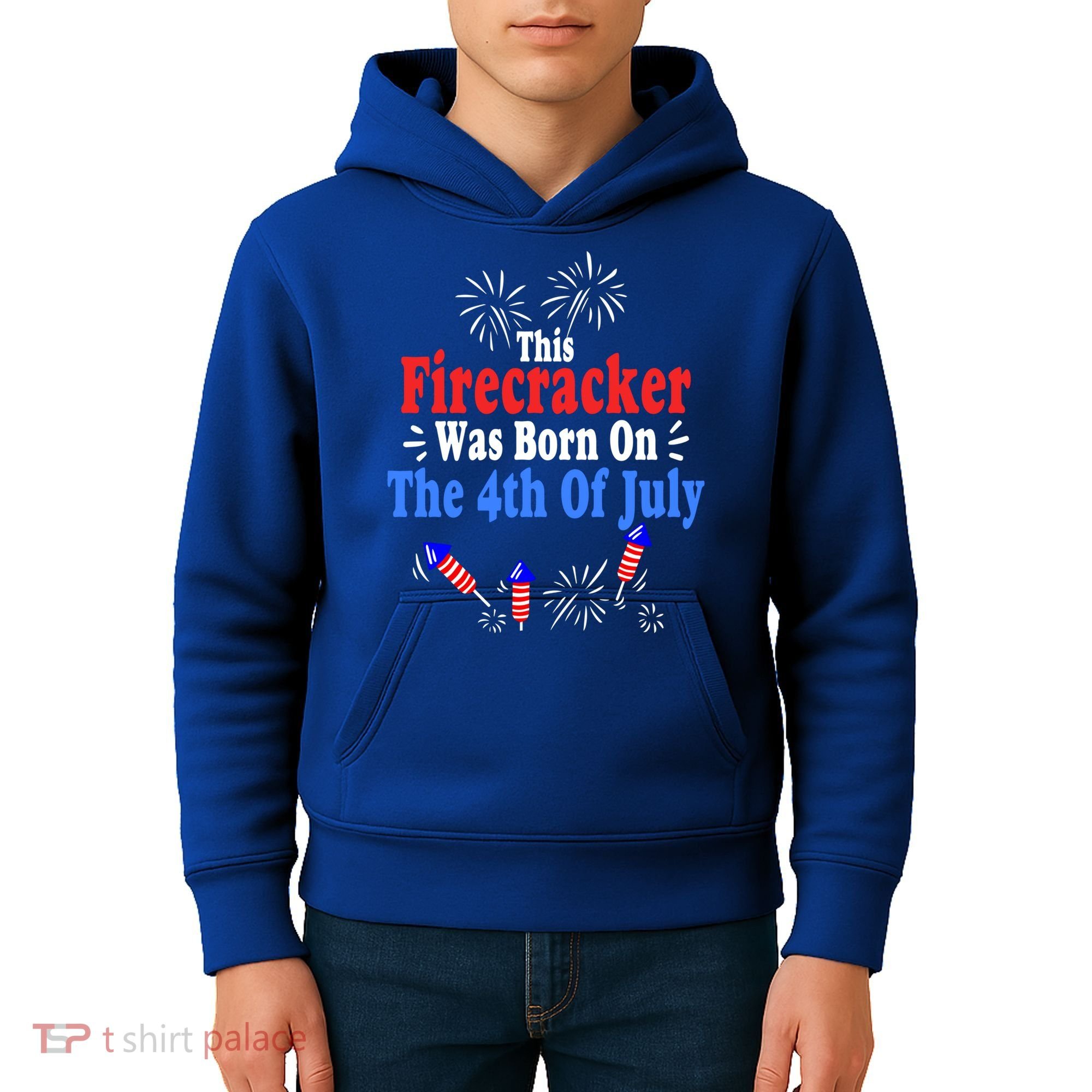 This Firecracker Was Born On The 4th Of July Birthday Usa Us Gift Kids Hoodie