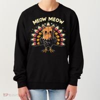 Thanksgiving For Women Meow Cat Turkey Women's Sweatshirt thumb 0