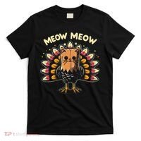 Thanksgiving For Women Meow Cat Turkey T-Shirt thumb 0